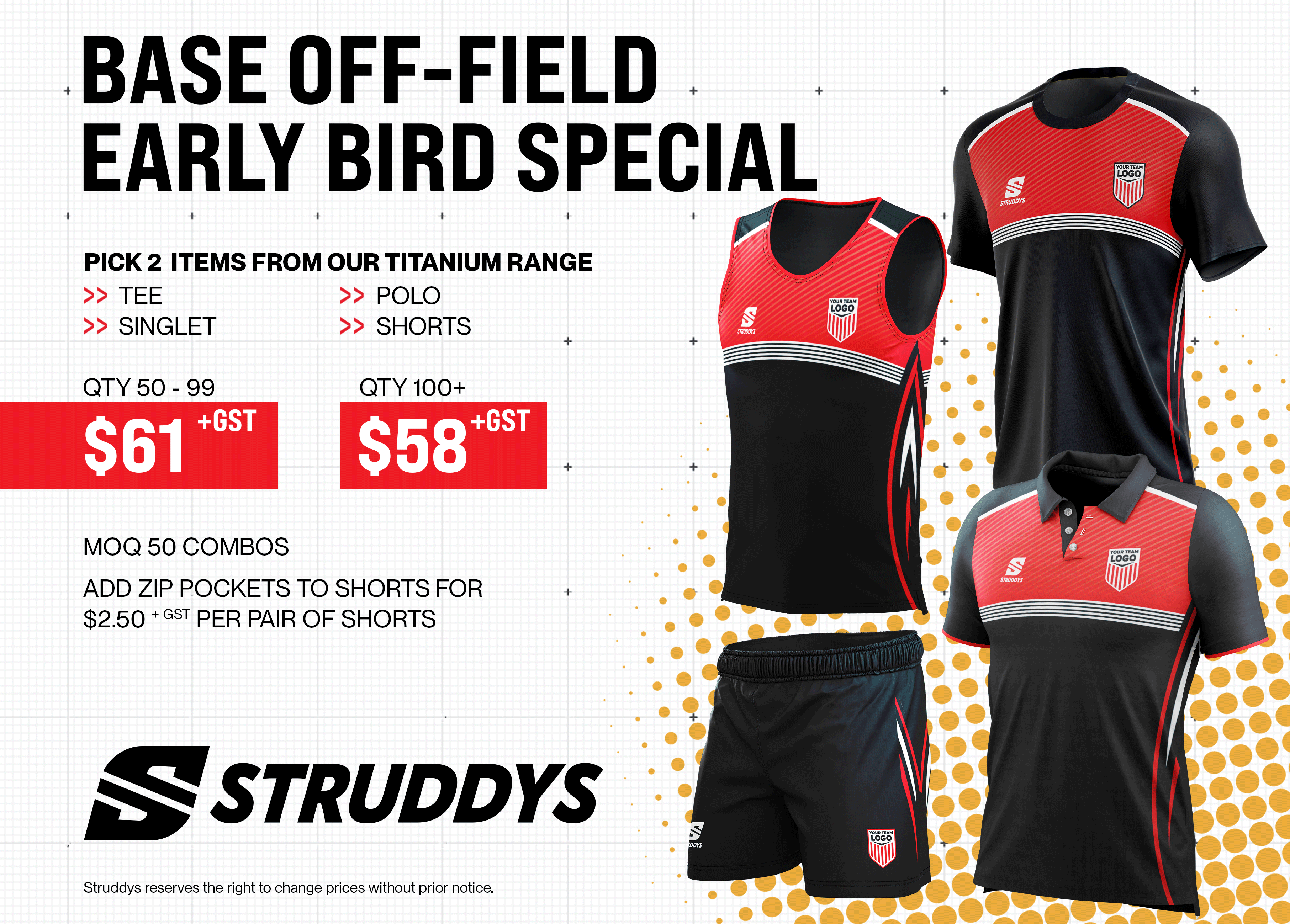 2023 Struddys base off-field combo with pricing