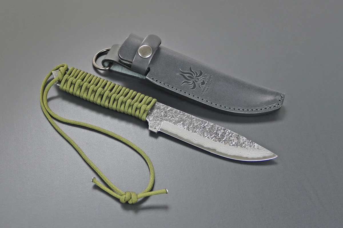 Kanetsune Seki Japan KB-280 Karasu Blue Steel 125mm Paracord Hunting Field Knife