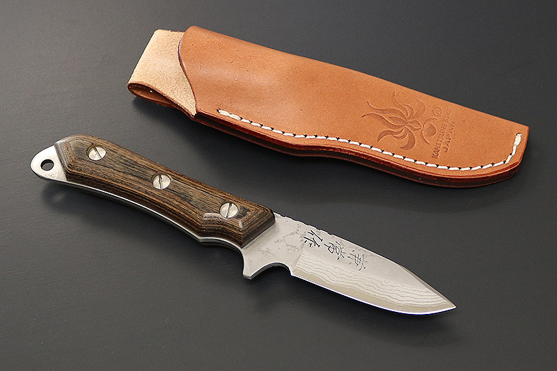 KB-266 Seseragi Drop Damascus Blue Steel 70mm Field Knife
