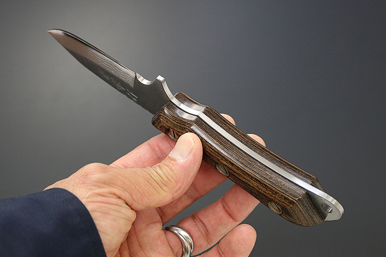 KB-266 Seseragi Drop Damascus Blue Steel 70mm Field Knife