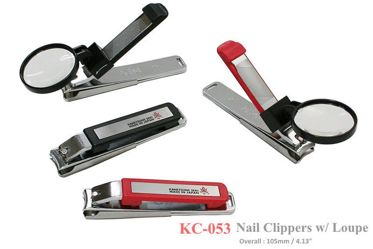 KC-053 Stainless Steel 105mm Black Nail Clippers with Loupe