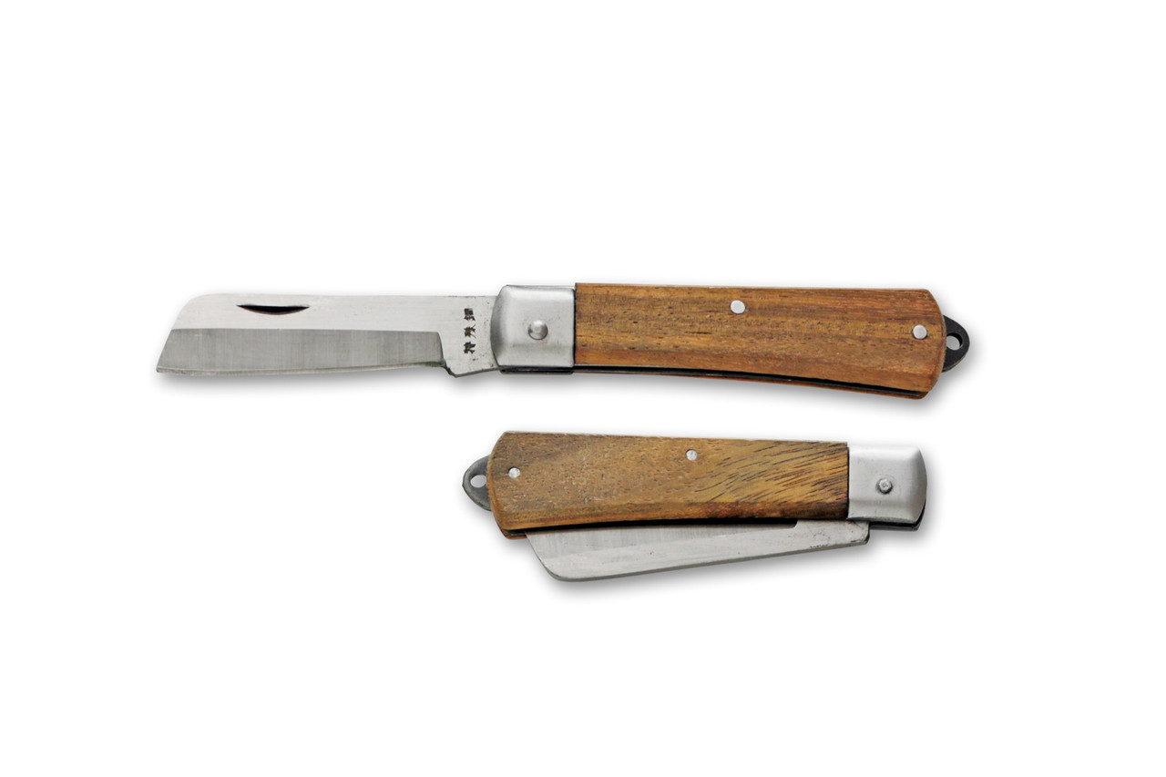 KT-402 Electrician's Wood Handle Folding Pocket Knife - Kanetsune USA