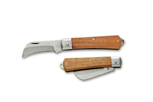 ワイン K10 KT-406 Hawkbill Electrician's Wood Handle Folding Pocket Knife