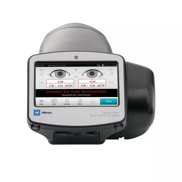 Straight on view of the Welch Allyn Spot Vision Screener that quickly detects amblyopia vision issues in pediatric patients