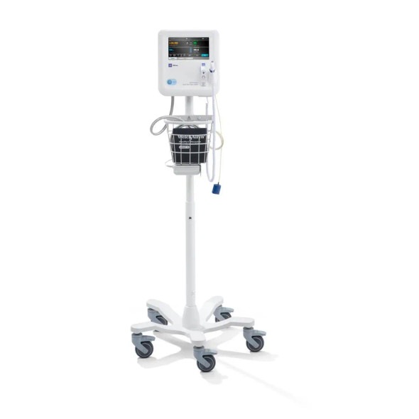 Mobile Work Surface Stand for Spot Vital Signs 4400 with device mounted