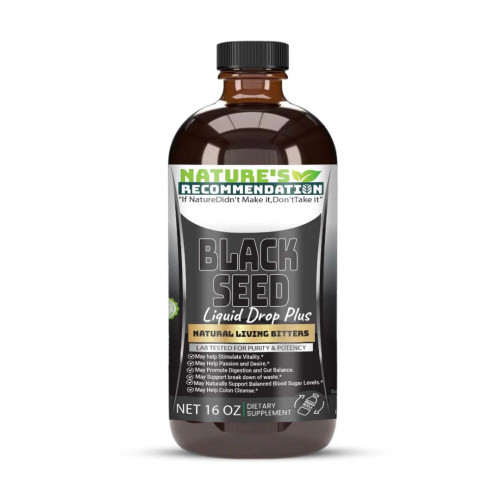 Black Seed Liquid Drop Plus Natural Living Bitters 16oz w/ Alkalized spring water
