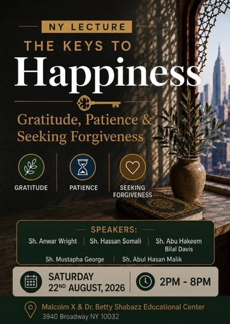 NY Weekend Lecture "THE KEYS TO HAPPINESS" Saturday, Aug. 22nd 2026