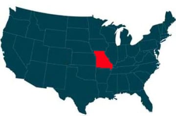 Map of the US with Missouri highlighted