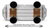 Adjustable sliding mounting legs on Mirage 12 inch TIR LED magnetic mini light bar showing repositionable base for flexible vehicle rooftop installation by Extreme Tactical Dynamics