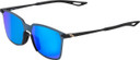100% Legere Square Sunglasses Soft Tact Black 2021 (Blue Multilayer Mirror Lens)