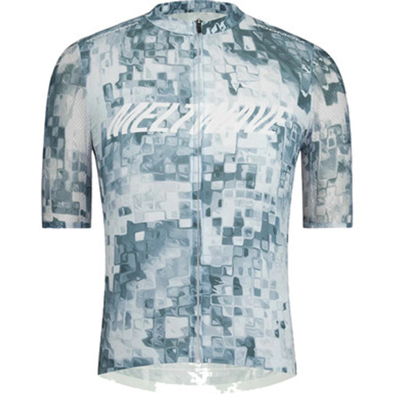 Blue and white jersey with white text