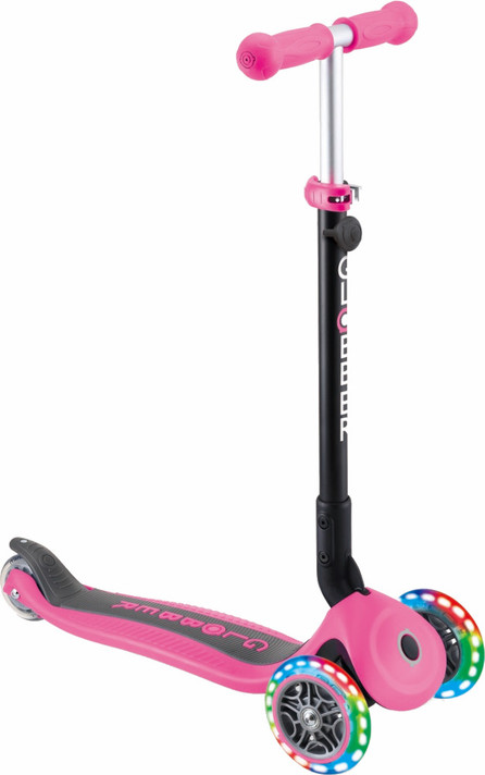 Globber Go Up Fold Plus Light Up Convertible Ride On Scooter Pink