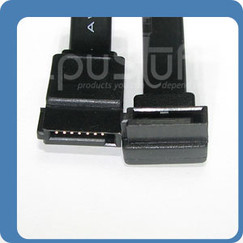 8 INCHES LEFT ANGLE SATA TO STRAIGHT SATA BLACK CABLE SSL08