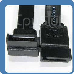 4 INCHES RIGHT ANGLE SATA TO STRAIGHT SATA BLACK CABLE SSR04
