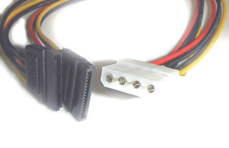 12 Inches SATA Female X 2 to 4 Pin Female Molex Cable