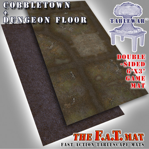 6x3' Dbl Sided 'Cobbletown + Dungeon Floor' F.A.T. Mat Gaming Mat