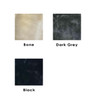 Color swatches of the car seat cover, off white, dark gray and black.