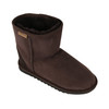 Mid calf short boots for kids, ugg boot design, made of premium sheepskin, chocolate brown color.