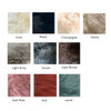 Color swatches of custom made sheepskin rug, oval shape.