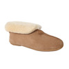 Sheepskin slippers in beige color with foldable collar that reveals the fleece.