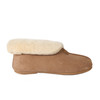 Sheepskin slippers in beige color with foldable collar that reveals the fleece.