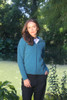Women's possum merino jacket in teal blue color.