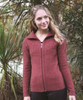 Women's possum merino jacket in reddish brown color.