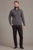 Possum Merino Cable Jersey with Contrast Trim - Pewter and Charcoal