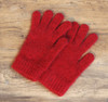 Thick cosy gloves in bright red color made of possum merino wool.