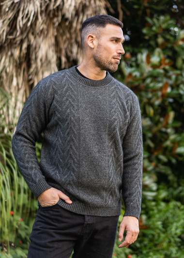 Possum Merino Crew Neck Aran Jumper 386 Possum Merino Crew Neck Aran Jumper 386
