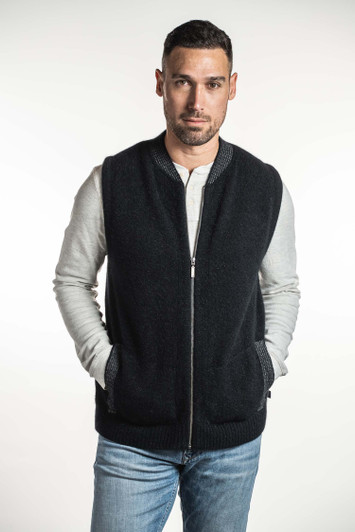 Possum Merino Contrast Trim Vest 386 Possum Merino Contrast Trim Vest 386