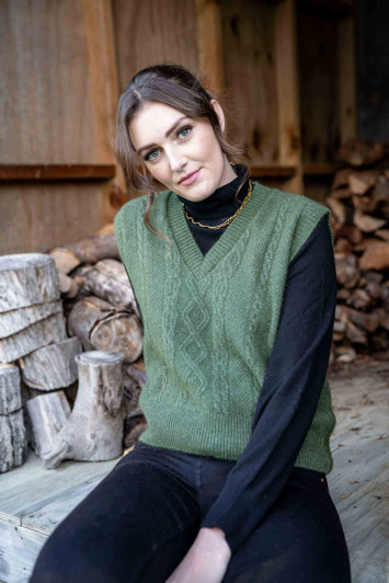Possum Merino Cable Vest 228 Possum Merino Cable Vest 228