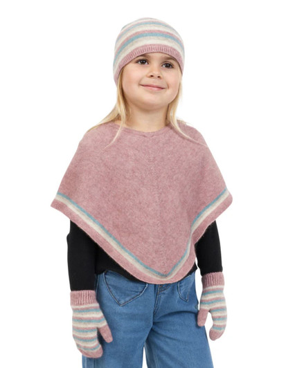 Possum Merino Kids Striped Poncho