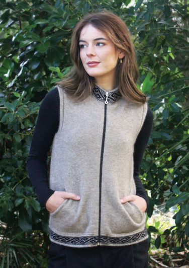 Possum Merino Motif Zip Vest