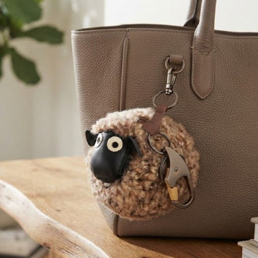 Shorn Curly Sheepskin Keyring