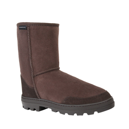 Robbie Short Sheepskin Boots - Chocolate