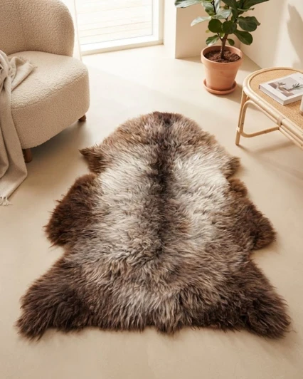 Premium Natural Black Sheepskin Rug