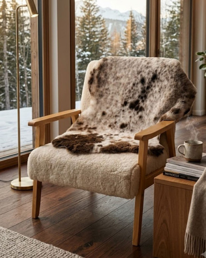 Tibetan Short Wool Undyed Sheepskin Rug