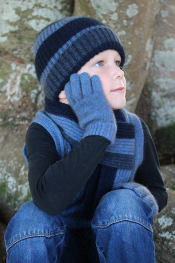 Possum Merino Child's Stripe Rib Beanie