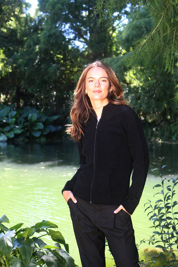 Possum Merino Rib Detail Jacket with Pockets