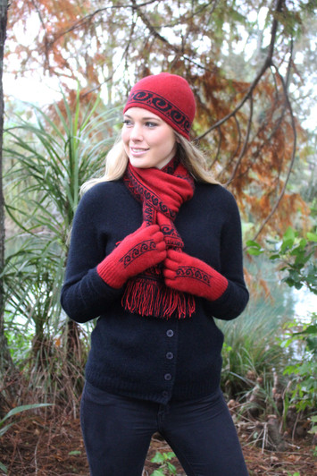 Possum Merino Koru Pattern Gloves