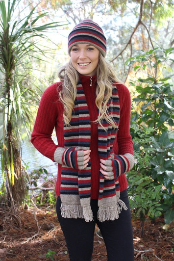 Possum Merino Multi Striped Scarf 101