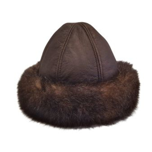 Lambskin Hat with Possum Trim Lambskin Hat with Possum Trim