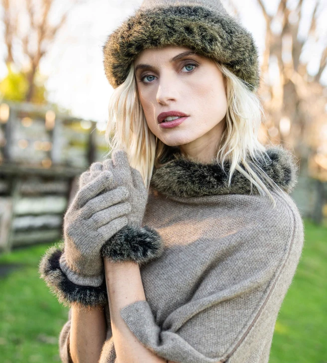 Possum Merino Fur Trim Gloves