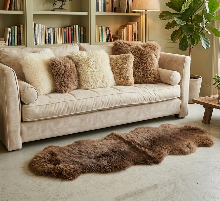 Natural Colour Double Sheepskin Rug