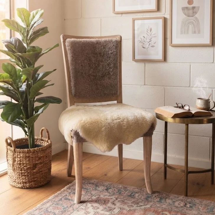 Short Wool Half Sheepskin Rug