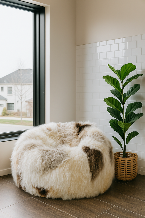 Lhasa Longwool Sheepskin Bean Bag Natural
