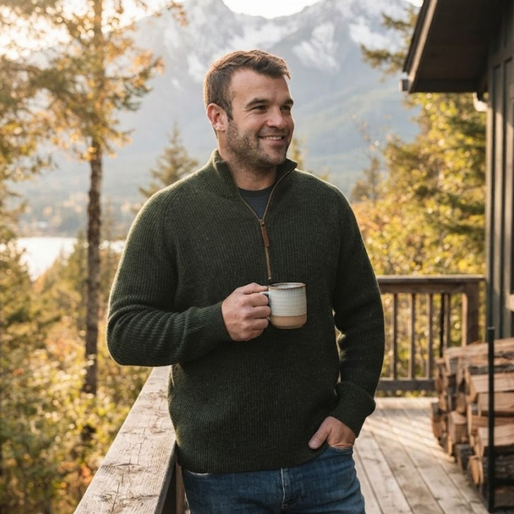 100% Lambswool Half Zip and Collar Jumper