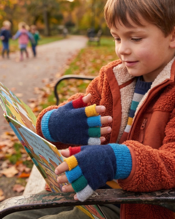 Possum Merino Kids Multi Fingerless Gloves