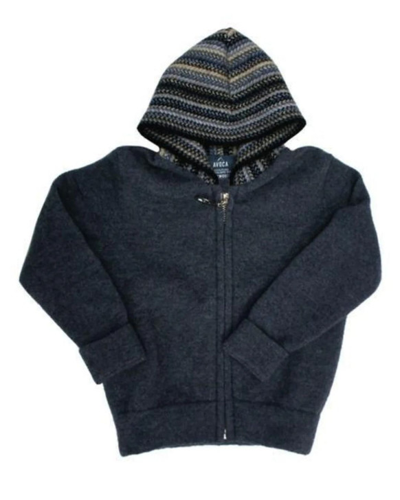 Kids Possum Merino Silk Striped Zip Kids Hoodie
